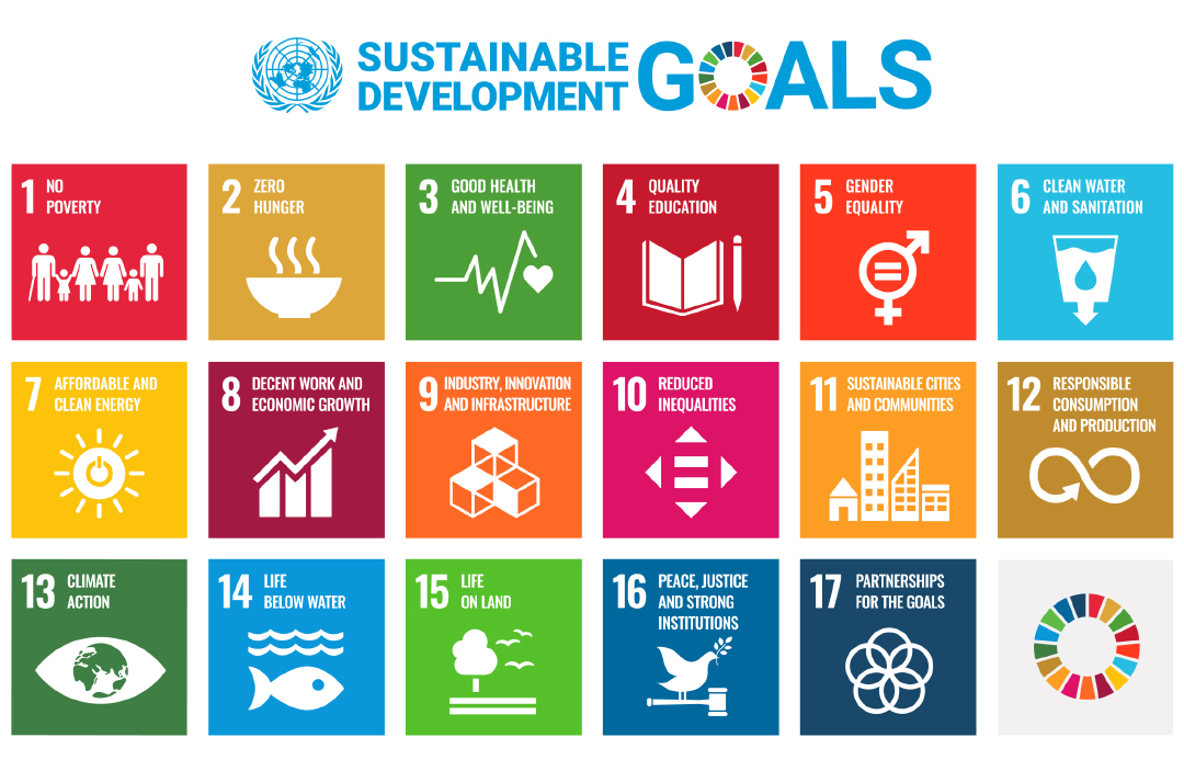 A diagram listing the 17 Sustainable Development Goals